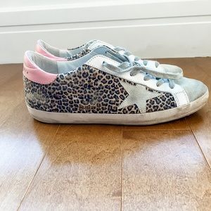 Womens Golden Goose Superstar in Cheetah Suede & Pink Leather Heel, Size 39